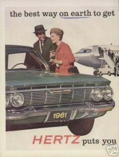 1960 Hertz Rent A Car Man Woman Airplane 2 Page Ad