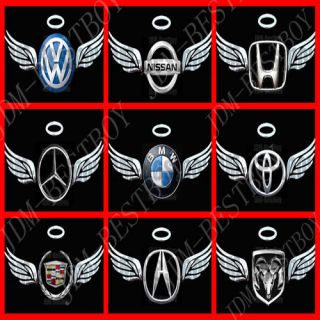CHROME 3D Angel Wings Decal Sticker Car Emblem JDM logo (Fits Cooper)