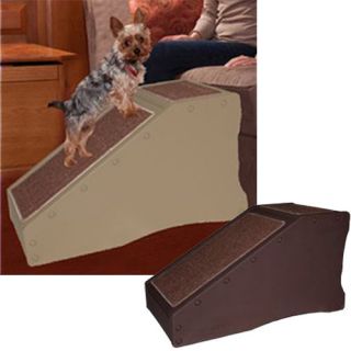   Dog Cat Short Pet Ramp Carpeted Tread Sofa Bed Chocolate Tan NEW
