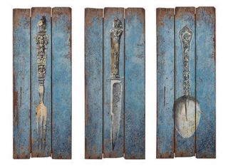 SHABBY FRENCH CHIC Knife Fork Spoon Utensil WALL DECOR/Art on Wood 