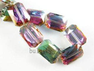 25pcs Faceted Glass Crystal Square Finding Spacer Beads 18x13mm Hot 