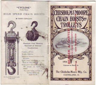 Vintage Chisholm Chain Hoists Trolleys Booklet/Clevel​and Ohio 1914 