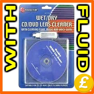 Wet Dry CD DVD Optical Lens Lense Cleaner & Cleaning Fluid PS3 PS2 Wii 
