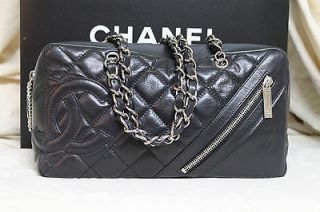 Authentic New Chanel Cambon Black Calfskin Leather Small Tote bag