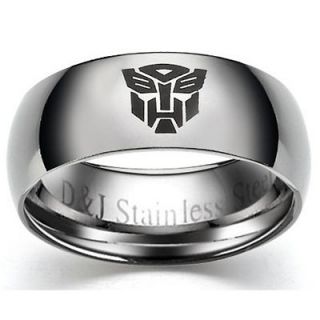Silver Transformers Stainless Steel 10mm Men Women Personality Ring 