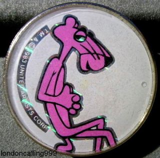 PINK PANTHER Cool Vintage 1983 Utd Artists Crystal Top Pin Button 