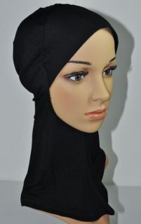   1Pc Slipon Cotton Lycra Scarf Sarong Brimmed Hijab Neck Cover Black