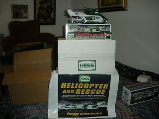 HESS 2012 HELICOPTOR & RESCUE VEHICLE TOY TRUCK + BATTERIES + BAG 