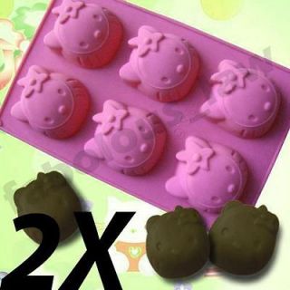 New 2pcs Silicone Hello Kitty Cupcake Muffin Baking Mould Mold Cake 