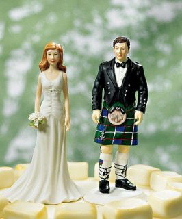 Scottish Traditional Groom In Kilt and Bride In Gown Wedding Couple 