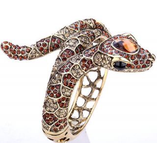 Gold swarovski crystal cobra snake bangle bracelet 7