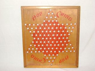 VTG Hop Ching Chinese Checkers Red Wood Framed Game Board # 2739 J 