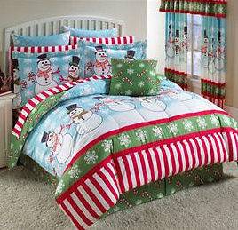 NEW SNOWMAN PARTY HOLIDAY/CHRISTMAS TOTAL BEDDING SET *FUN*