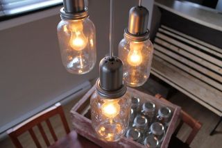   Mason Jar Light Chandelier Pendant Ceiling 3 Jars VINTAGE look Fre
