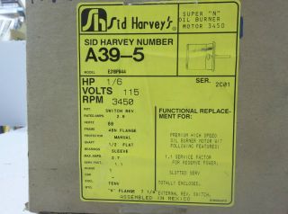 SID HARVEY A39 5 Oil burner motor E316P944 1/6 HP