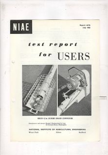 NIAE TEST REPORT   RECO 4½ AUGER GRAIN CONVEYOR (1965)