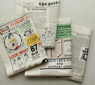 Cotton Linen Fabric   Vintage Newspaper Classfields News Print 