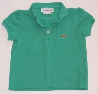 Girls LACOSTE green S/s Polo Tennis Shirt top sz 4 preppy
