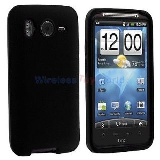 Black Silicone Rubber Gel Case Cover for HTC Inspire 4G