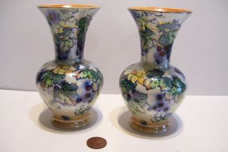   Pair Small Lustre Oriental Vases   by Coronet, England Art Pottery