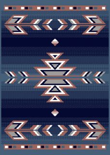 SOUTHWESTERN ARROWS ORIENTAL BLUE RUSTIC LODGE AREA RUG PERSIAN INDIAN