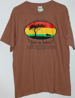 Lion of Judah Savannah Profile brown T Shirt tee Rasta Rastafari Tribe 