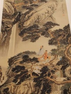 ESTATE COLL SIGNED CHINESE LANDSCAPE WITH TREES AND SCHOLAR PAINTING