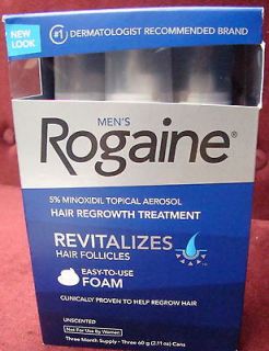 MEN ROGAINE FOAM 3 MONTH SUPPLY 3 CAN MINOXIDIL 9/2013 NEW FACTORY 