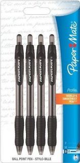 Paper Mate Profile Retractable Ballpoint Pens, 4 Black Ink Pens(89471)