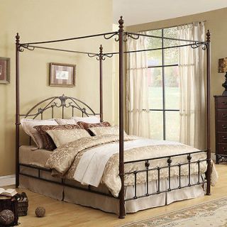 BEAUTIFUL CAST IRON METAL QUEEN SIZE CANOPY BED BEDS NEW