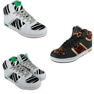 NEW WOMENS HIGH TOP ANIMAL PRINT LACE UP TRAINERS BOOTS