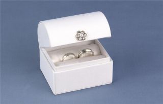   Satin Flower Ring Bearer Treasure Chest Wedding Ring Open Display Box