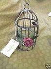   Victorian Style Solid Wire Bird Cage opens Candle Holder faux rose