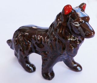 VINTAGE CERAMIC RED CLAY COLLIE DOG FIGURINE Made in Japan