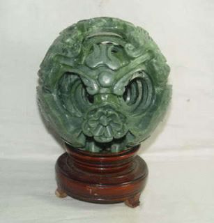 100mm Chinese jade flower magic Puzzle Ball +stand