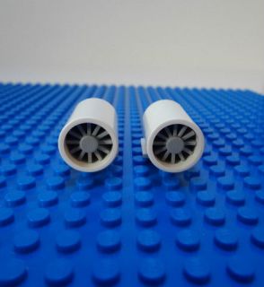 LEGO Matched Pair White Jet Engine with Gray Turbines
