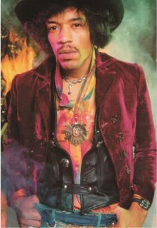 Jimi Hendrix in Velvet Jacket Color Portrait Modern Postcard