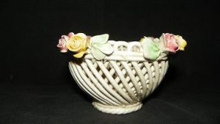 Vintage Italian (Italy) Flowered Porcelain Basket