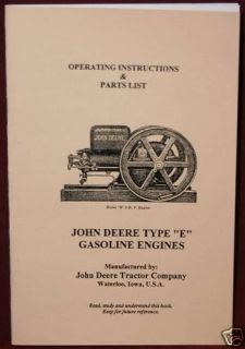 John Deere E Engine Hit & Miss Instruction Book