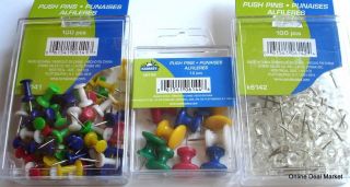 Pack Of Assorted SIZE & Color PUSH PINS Large Small