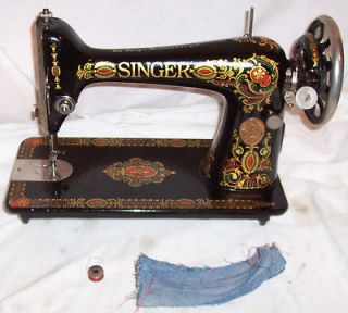   Serviced Antique 1917 Singer 66 1 Red Eye Treadle Sewing Machine WORKS
