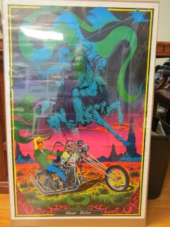 GHOST RIDER 1979 Black Light Poster original unused cond.KNIGHT Bike 