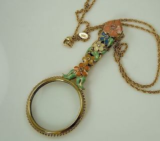 JOAN RIVERS Floral Magnifying Glass Long Retired Lorgnette