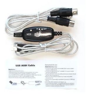    OUT MIDI Interface Cable Converter PC to Music Keyboard Adapter Cord