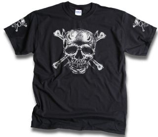 Skull Bones Daggers Pirate Biker Goth T Shirt Men S 3XL