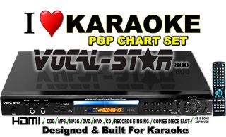 PARTY VOCAL STAR HDMI CDG DVD KARAOKE MACHINE PLAYER   350 SONGS & 2 
