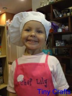   Childs White Chef Hat & 13x19 Apron 6 apron colors Chef Cook Baker