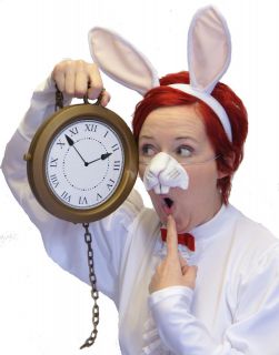 Alice In Wonderland WHITE RABBIT SET Clock,Ears,Nos​e,