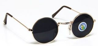 Kids New Round Lenon Vintage Style Sunglasses Age 6 12 Gold Frame 
