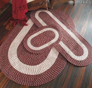  REVERSIBLE BRAIDED ACCENT RUNNER AREA RUG BURGUNDY BLUE OR TAUPE